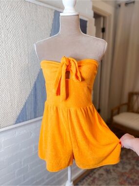 NWT Wild Fable Orange Terry Cloth Strapless Romper